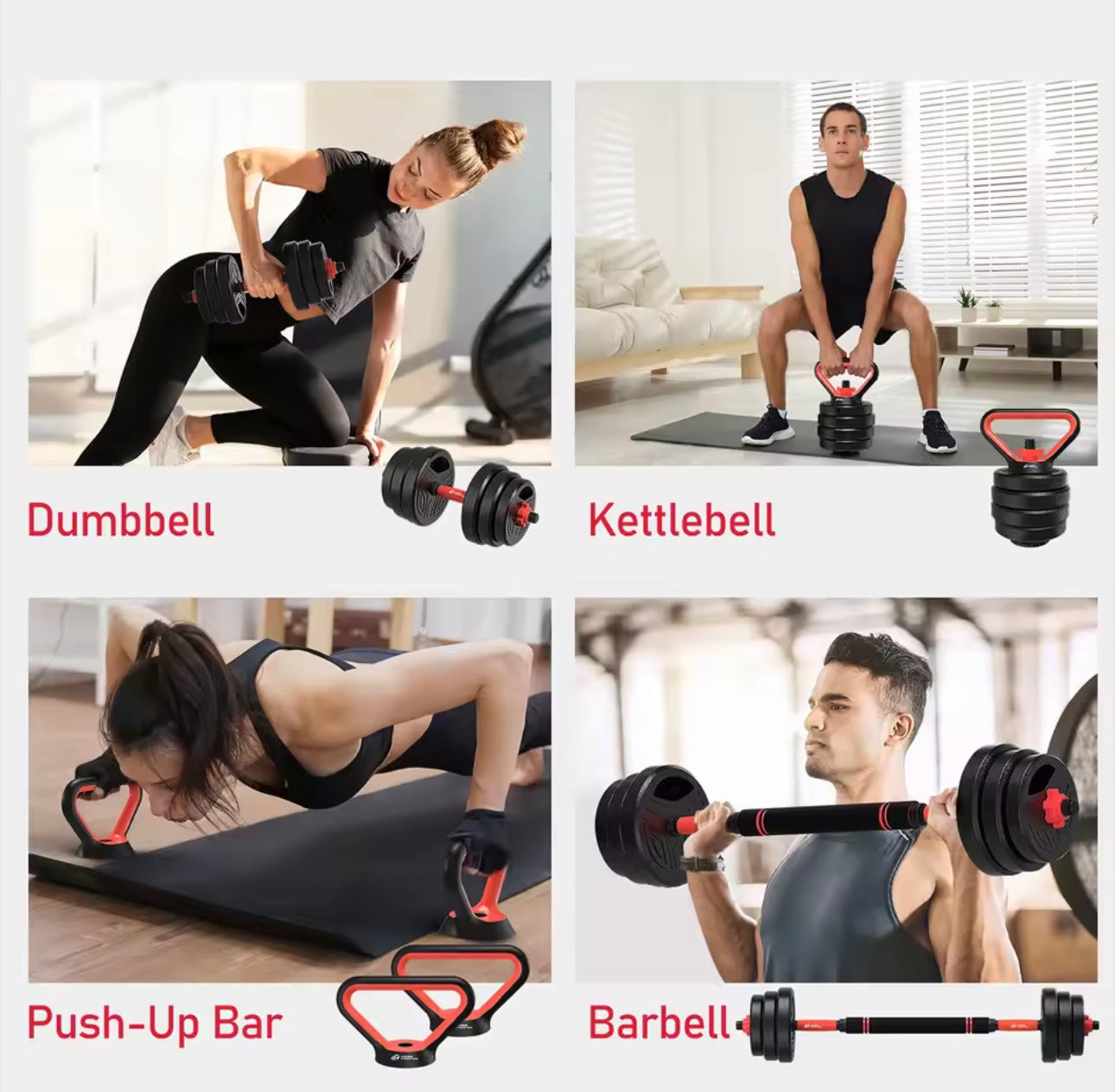 3 IN 1 Dumbbell Barbell Set 20KG