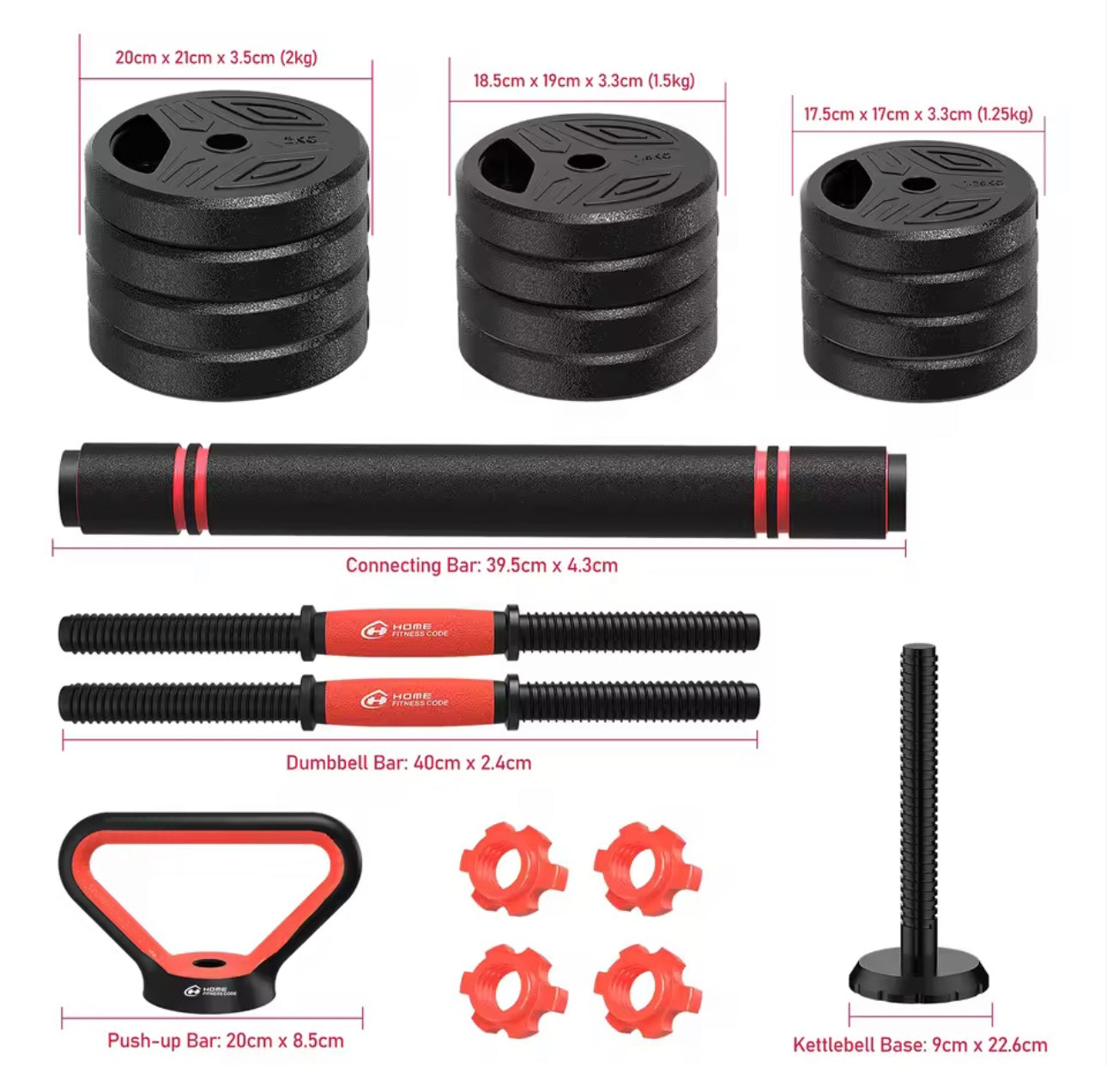 3 IN 1 Dumbbell Barbell Set 20KG
